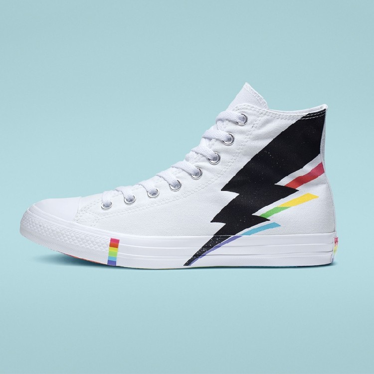 匡威conversechucktaylorallstar闪电彩虹高邦帆布帆布鞋