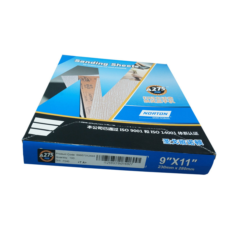 美国norton诺顿干磨砂纸a275干砂白砂氧化铝磨料滑板