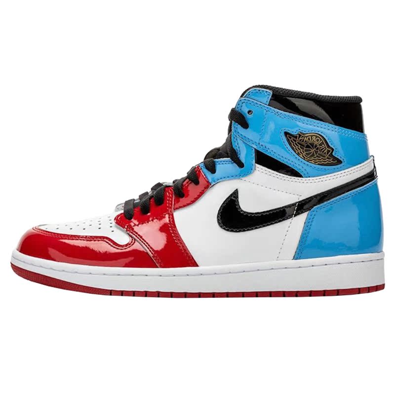 明朗体育airjordanaj1红蓝漆皮拼接警灯篮球篮球鞋