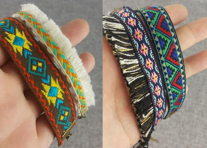 欧美民族风几何刺绣手链男女波西米亚尼泊尔朋克复古手环手绳饰品