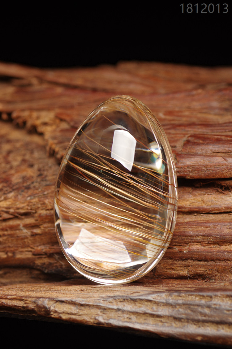 巴西天然钛金金发水滴水晶雕车摆件项链吊坠颈饰