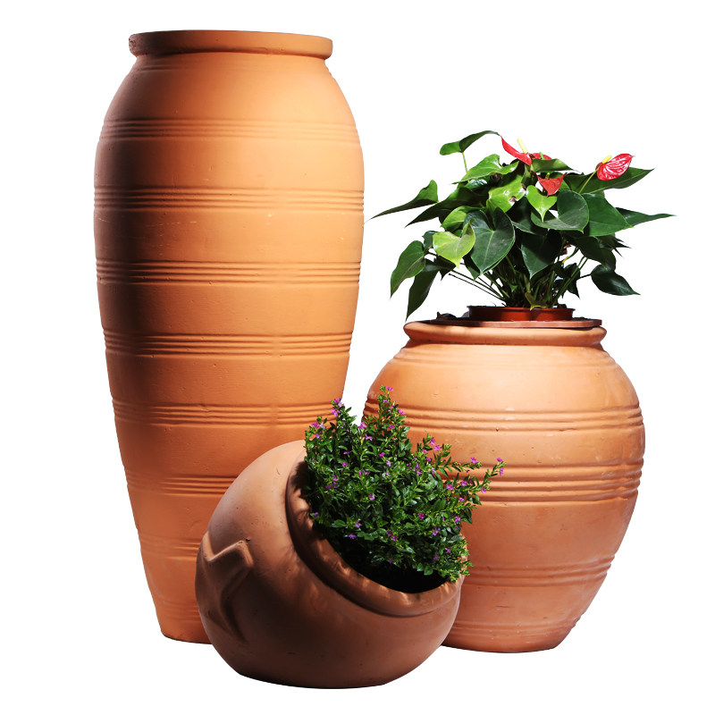 特价包邮清仓园林田园景观红陶陶罐花盆落地花盆