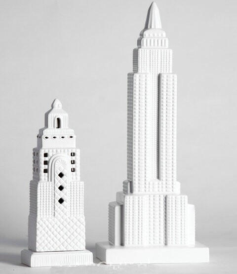 简约现代白色黑色陶瓷大厦工艺建筑摆件创意摆件