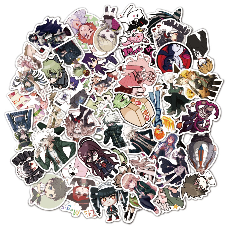 贴纸50张弹丸论破跨境笔记本电动车行李箱水杯防水笔记本个性小贴纸