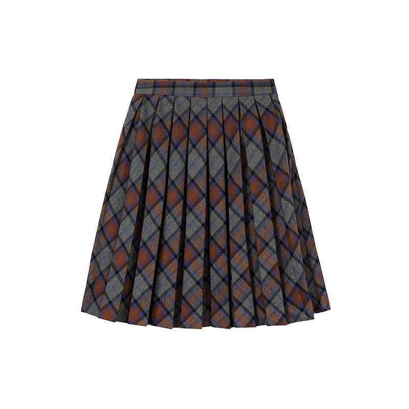 1313苏格兰气质复古工字百褶短裙裙子2020女秋冬半身裙