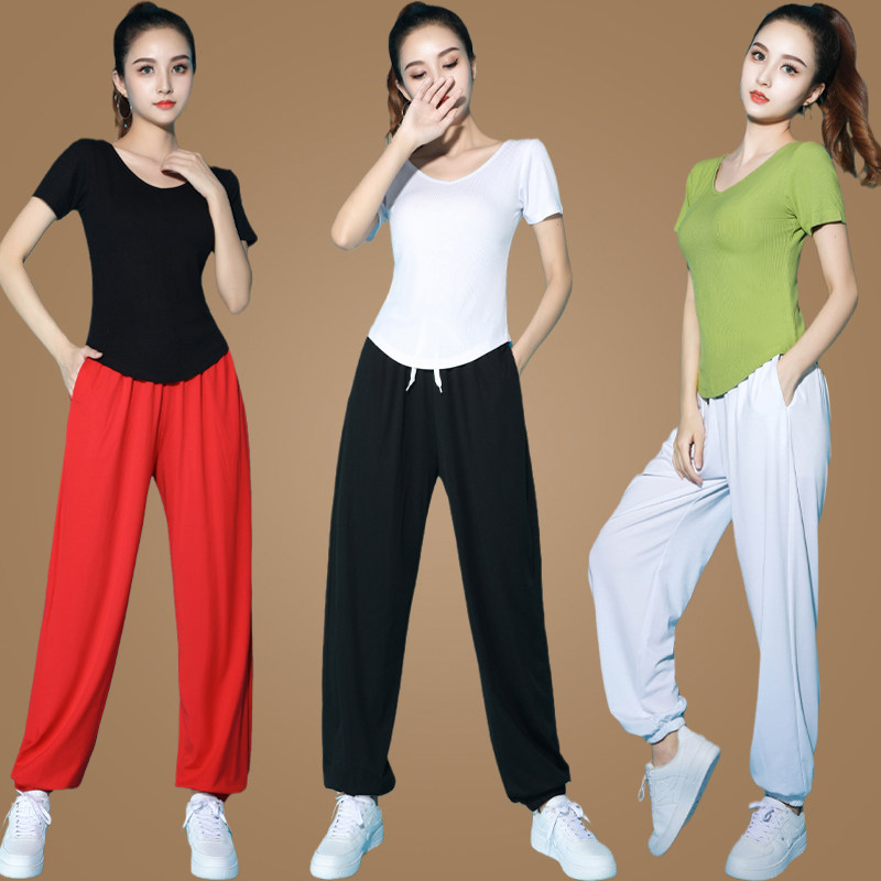 杨丽萍广场舞服装健身运动套装女夏季新款曳鬼步灯笼裤短袖舞蹈服
