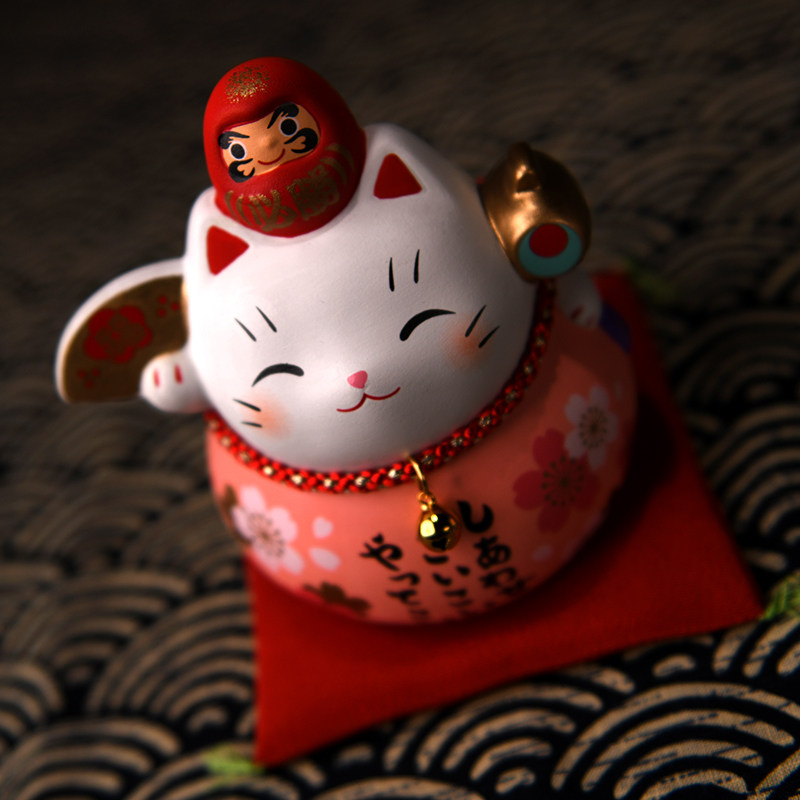 日本药师窑达摩招财猫陶瓷摆件店铺开业升职考试送人结婚生日礼物