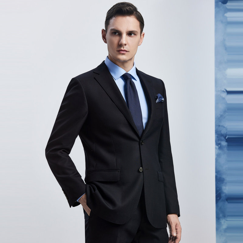 eve依文西装套装上衣结婚藏蓝蓝色商务秋季西服