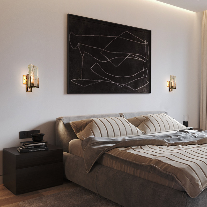 壁灯灯饰北欧现代简约餐厅客厅卧室床头冰块水晶壁灯