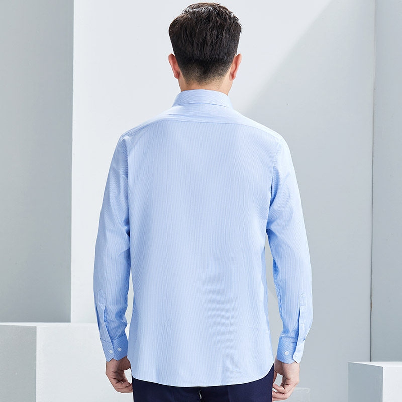 红都男士长袖衬衫蓝条上班绅士商务务正工装衬衫