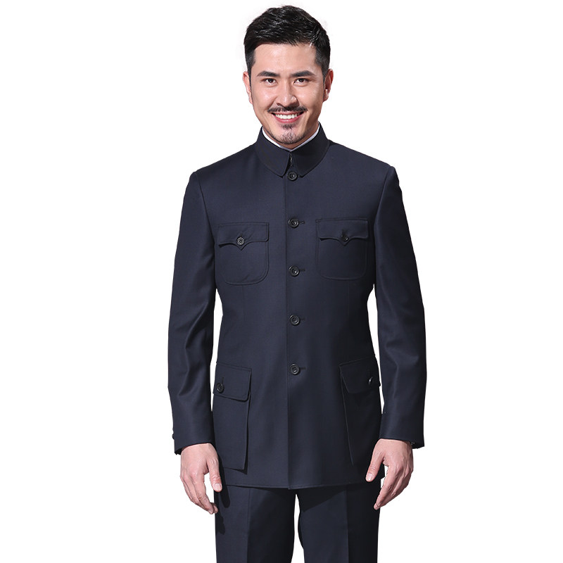 红都男士中山装套装国服春秋男装全羊羊毛民族民族服装