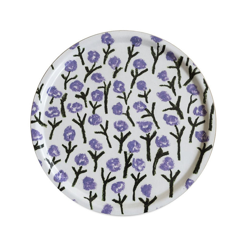 北欧进口手绘情人节花朵郁金香野餐方形水果托盘茶盘