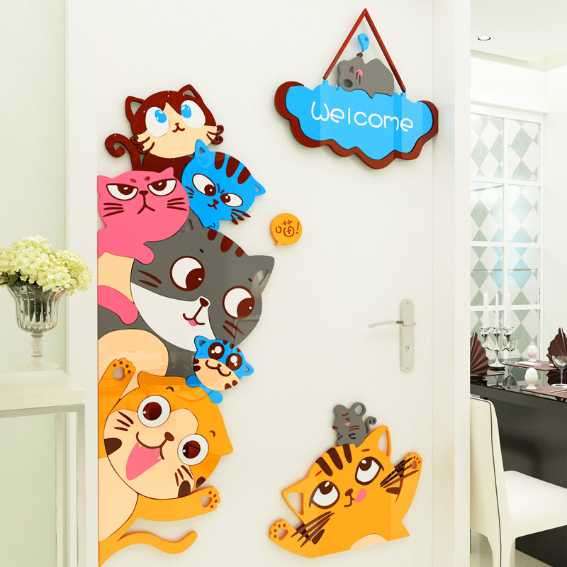 房间儿童门贴卧室墙面装饰可爱卡通3d立体墙贴