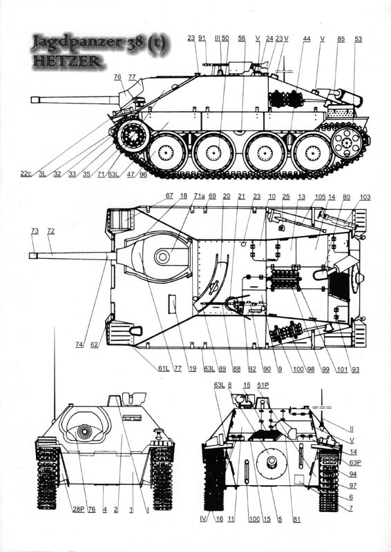 二战德国jagdpanzer 38(t) hetzer追猎者坦克歼击车纸模型