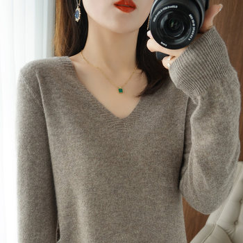 ເສື້ອຢືດຜ້າຂົນຫນູ cashmere ຂອງແມ່ຍິງລະດູໃບໄມ້ປົ່ງລະດູໃບໄມ້ຫຼົ່ນປີ 2021 ລະດູໃບໄມ້ຫຼົ່ນປີ 2021 ເສື້ອຢືດ cashmere versatile sweater slim bottoming sweater wool