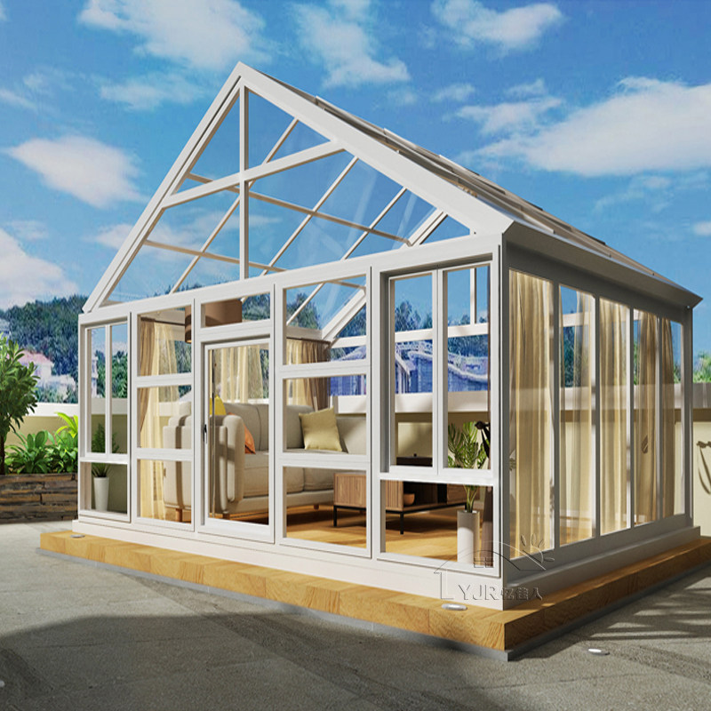 别墅露台铝包阳光房中空保温断桥一体门窗烤漆钢结构阳光房