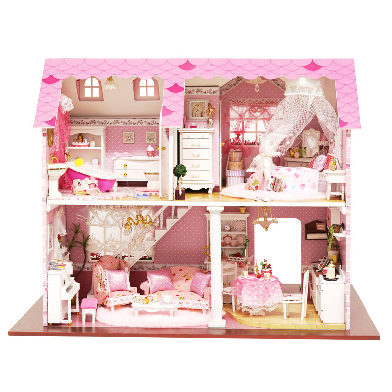 diy小屋手工房子公主别墅粉色甜心创意玩具建筑