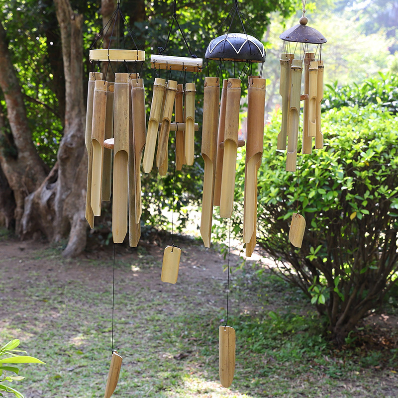 竹子风铃手作空中吊饰田园玩物日本竹筒车挂风铃及配件