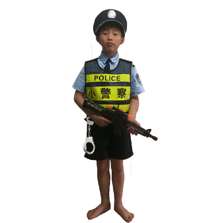 儿童演出服幼儿园小警察制服舞蹈服饰小军装小交警反光表演服夏装