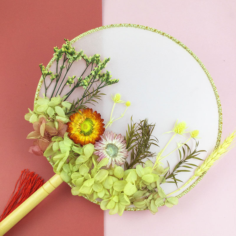 材料古风团扇永生花diy幼儿园亲子花艺活动沙龙永生花