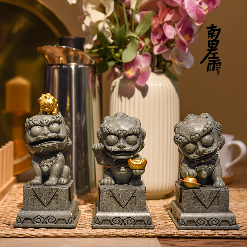 故宫文创定制国潮商务摆件原创设计石狮子开业招财猫家居办公礼品