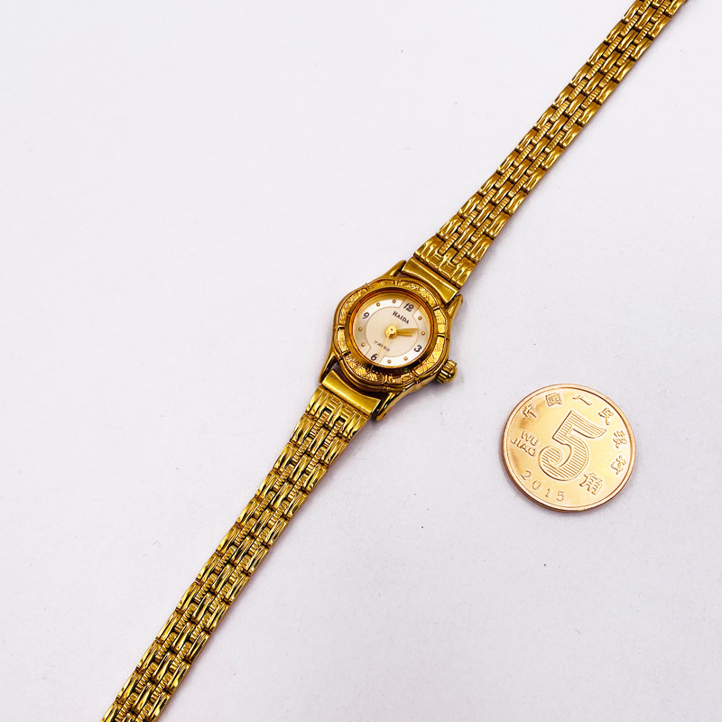 90年代海达haida小巧镀金机械表