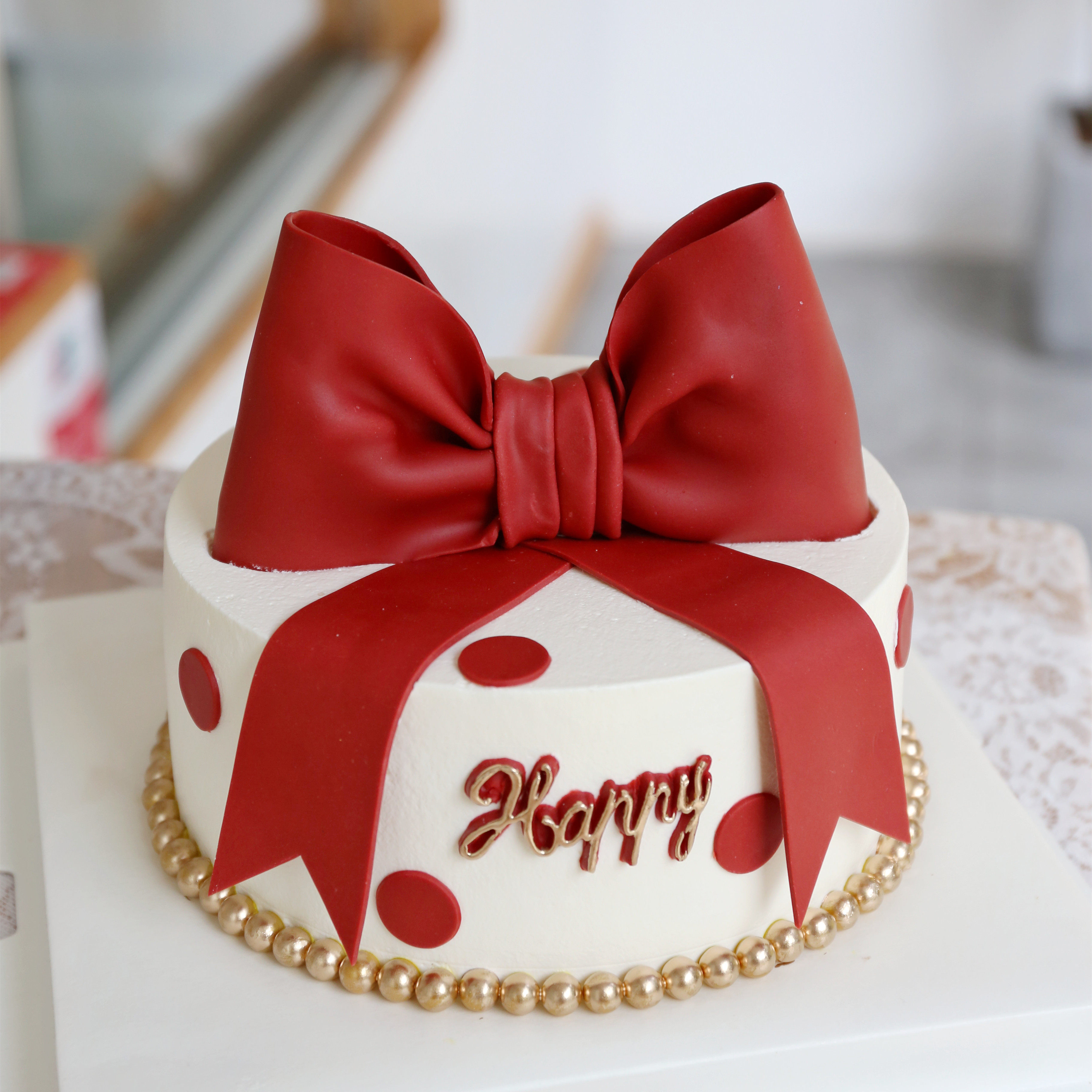 帝欧网红粉红色蝴蝶结生日蛋糕半翻轻奢动物奶油北京新鲜生日蛋糕