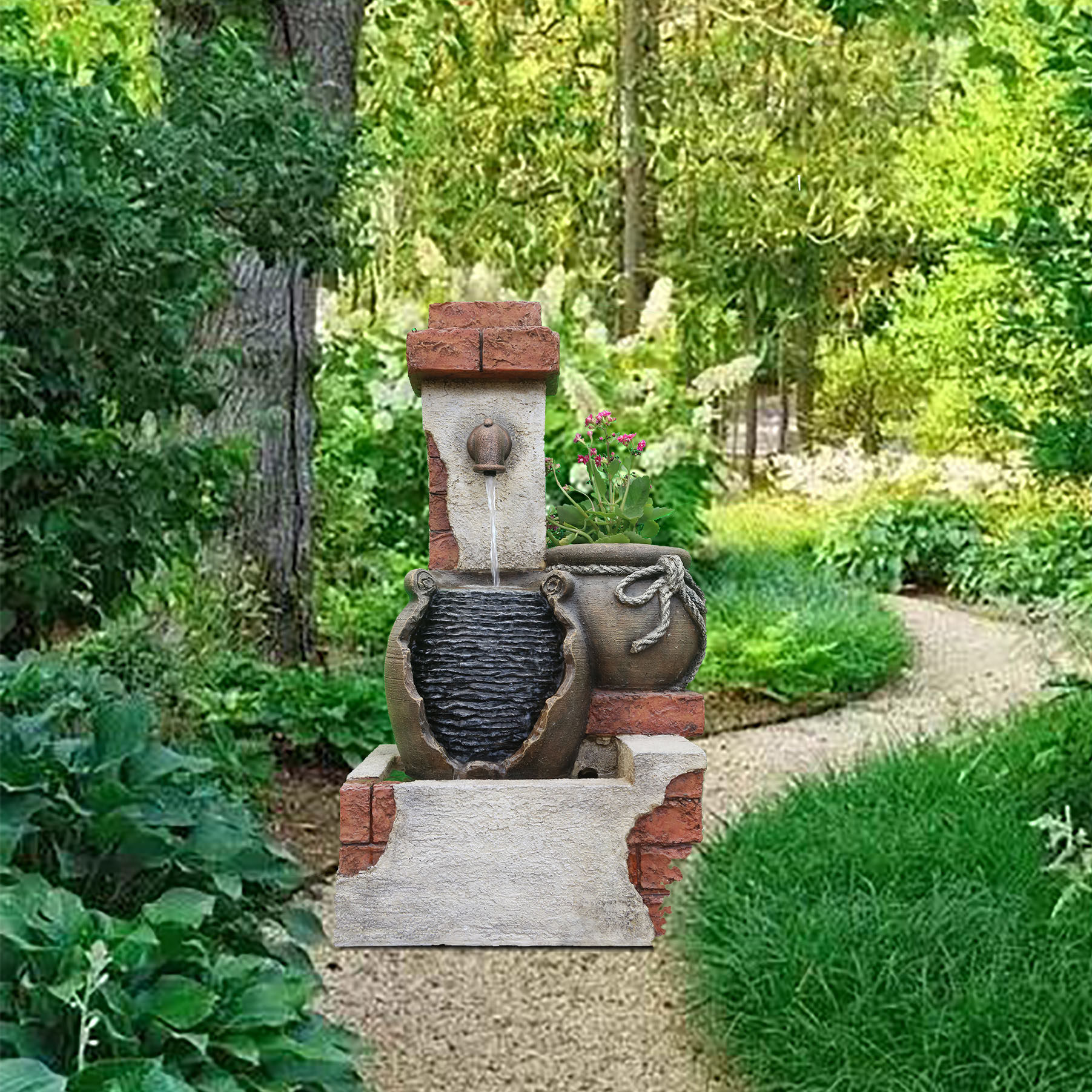 田园流水摆件室内风水招财陶罐装饰庭院客厅摆件