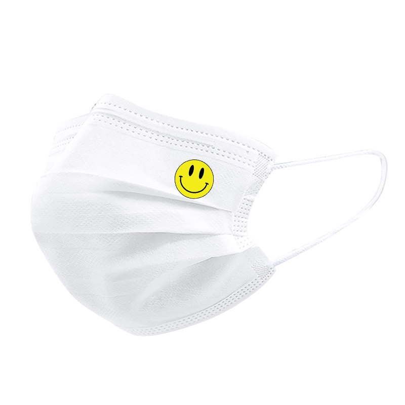 笑脸一次性口罩白色大人夏可爱时尚创意个性图案潮款情侣印花定制