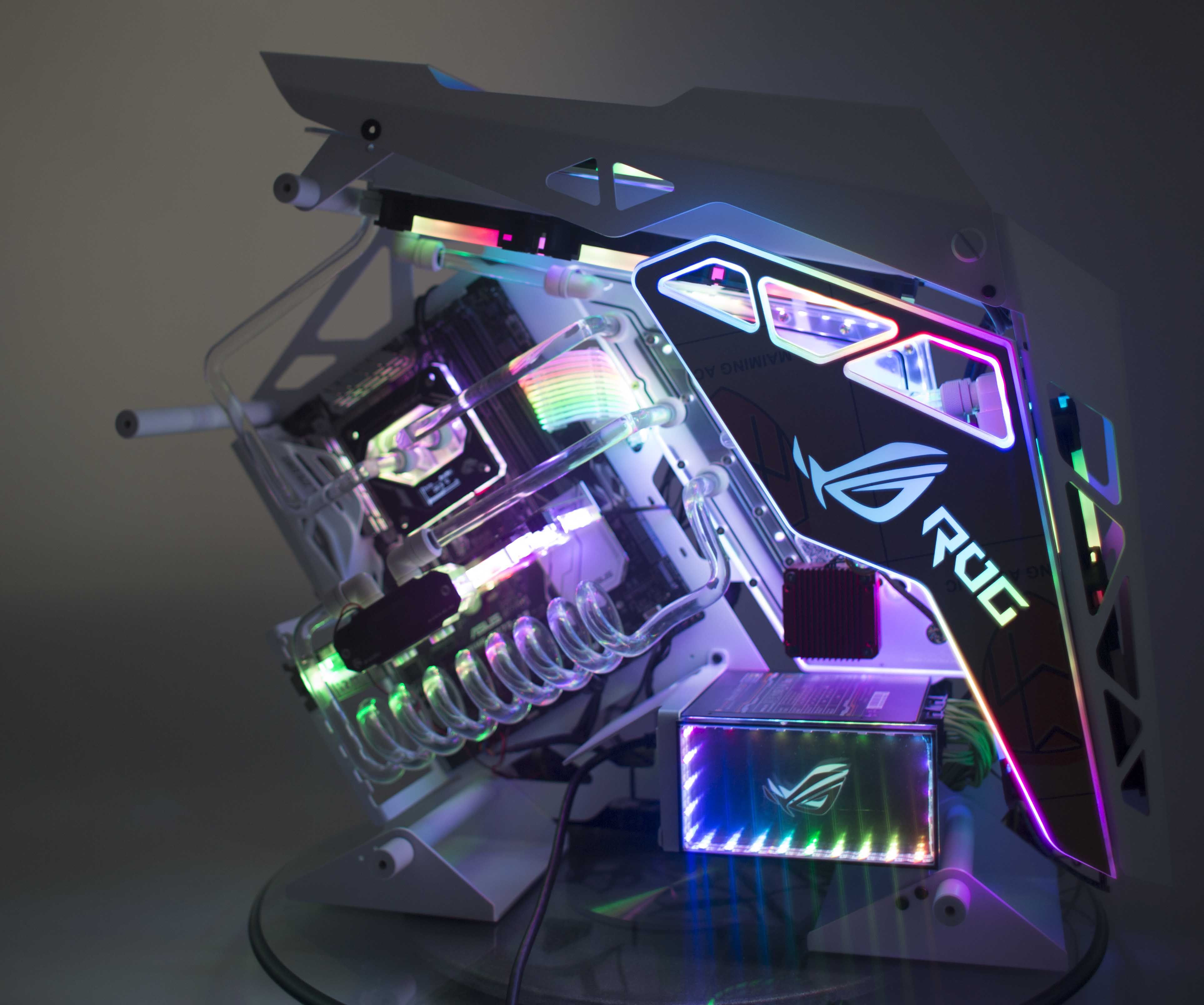 骨伽征服者i79700k3090分体硬管水冷方案diy机箱