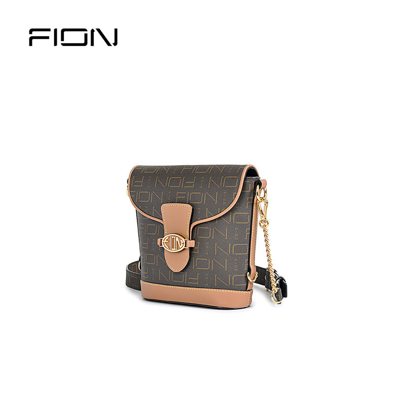 fion菲安妮2020新款秋冬大容量水桶经典老花斜挎女士包袋