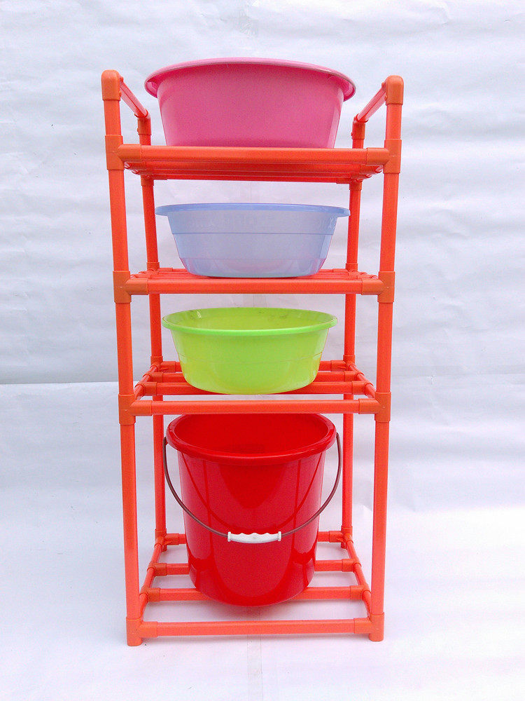 隆特洋 白色洗脸盆架卫生间面盆架落地浴室置物架塑料多层脸盆架 - 隆