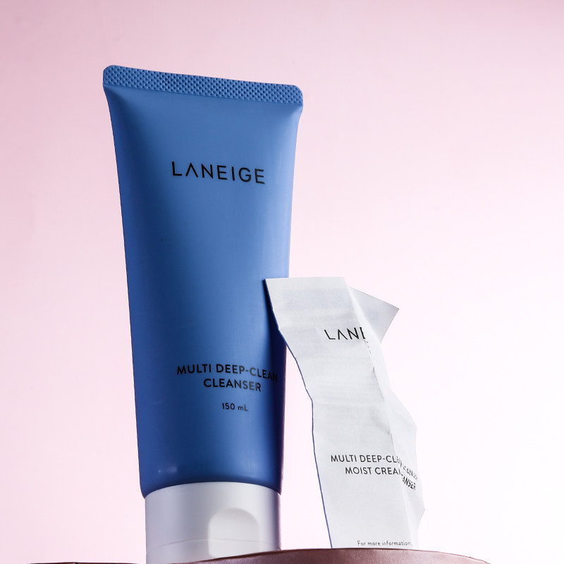 清洁laneige兰芝蓝色多效洗面奶卸妆四合合一洁面乳洁面
