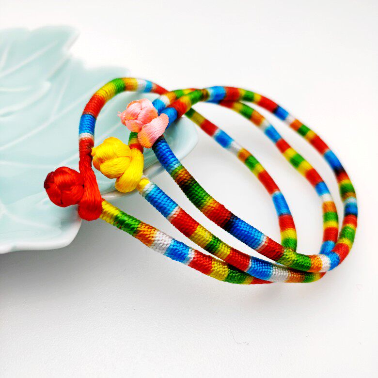 端午节系扣五彩手链压惊金刚民族风儿童五色线手手链