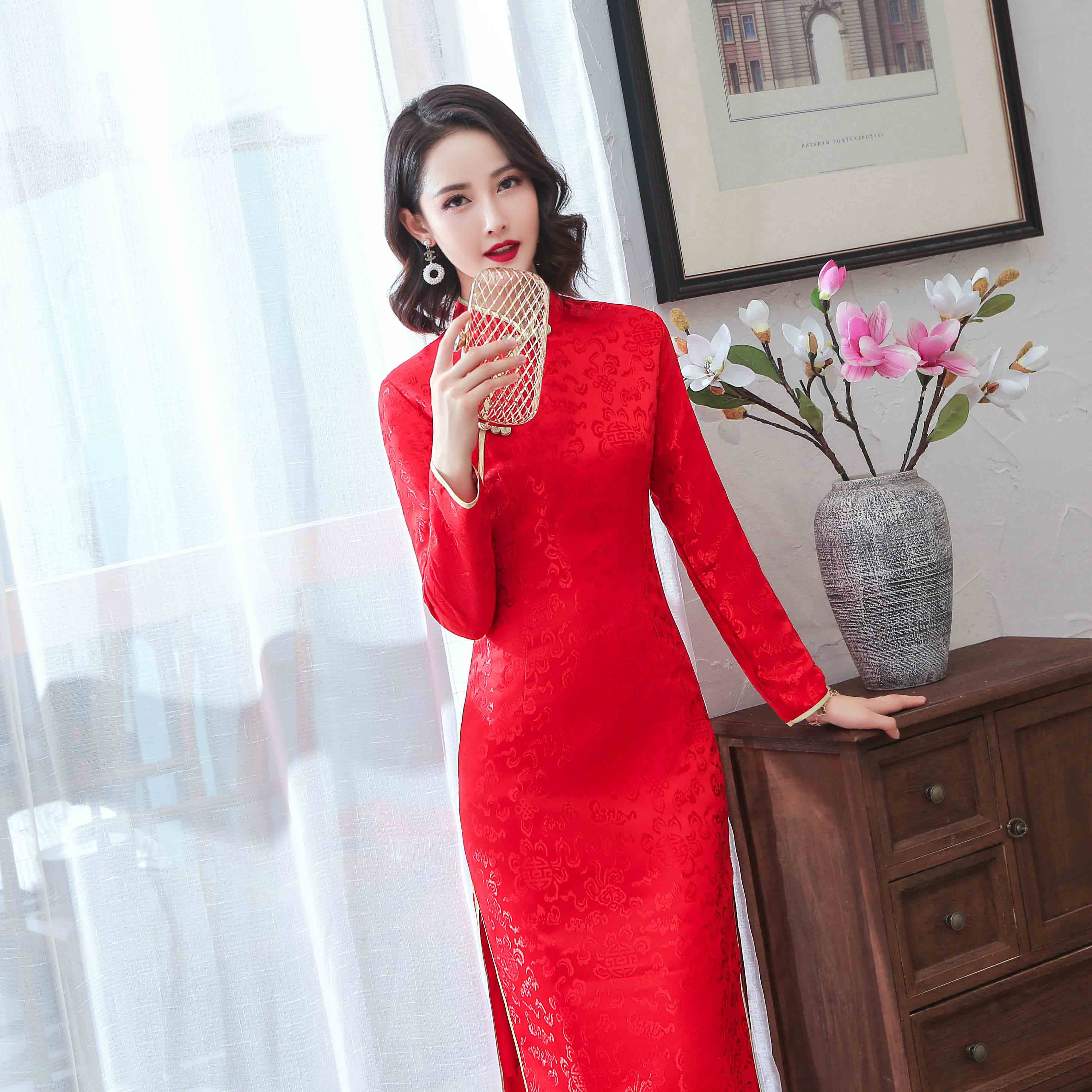 出租礼仪服装迎宾小姐服长款礼服中国国风走秀旗袍