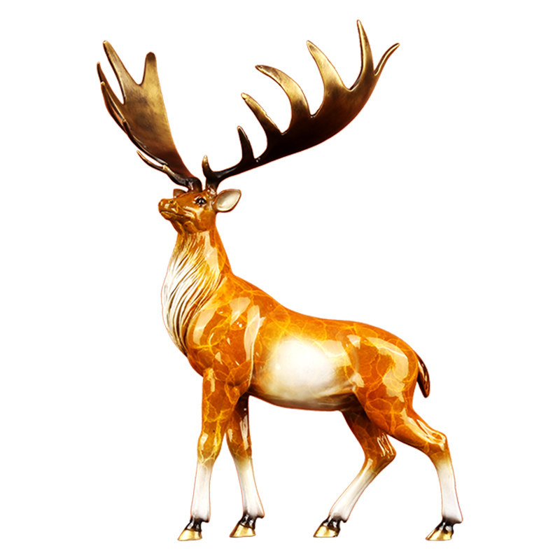 福鹿临门清仓招财梅花鹿摆件纯铜客厅办公室乔迁新居摆件