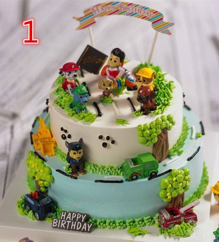 上海创意双层汪汪队狗狗生日蛋糕男孩子宝宝周岁卡通场景蛋糕配送
