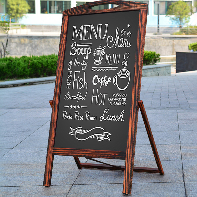 咖啡店复古做旧支架式实木黑板餐厅冷饮店立式推广黑板