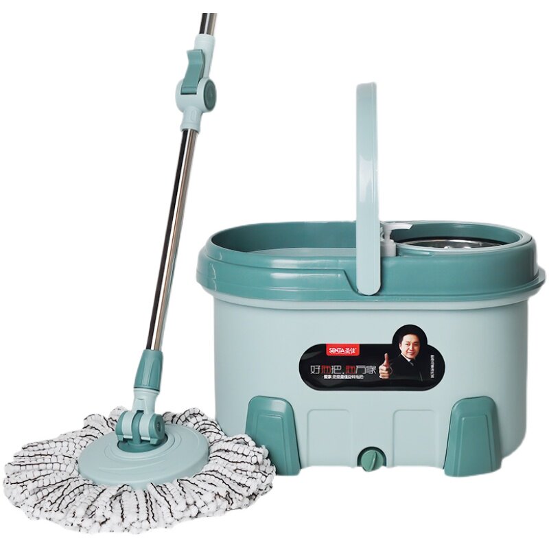 圣佳冰火甩干桶加厚免手两用干湿懒人家用布懒人旋转拖把