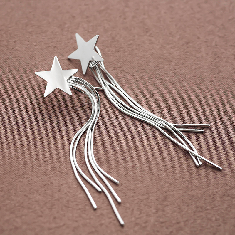 星星流苏耳环长款气质挂钩耳坠纯银设计感夸耳环