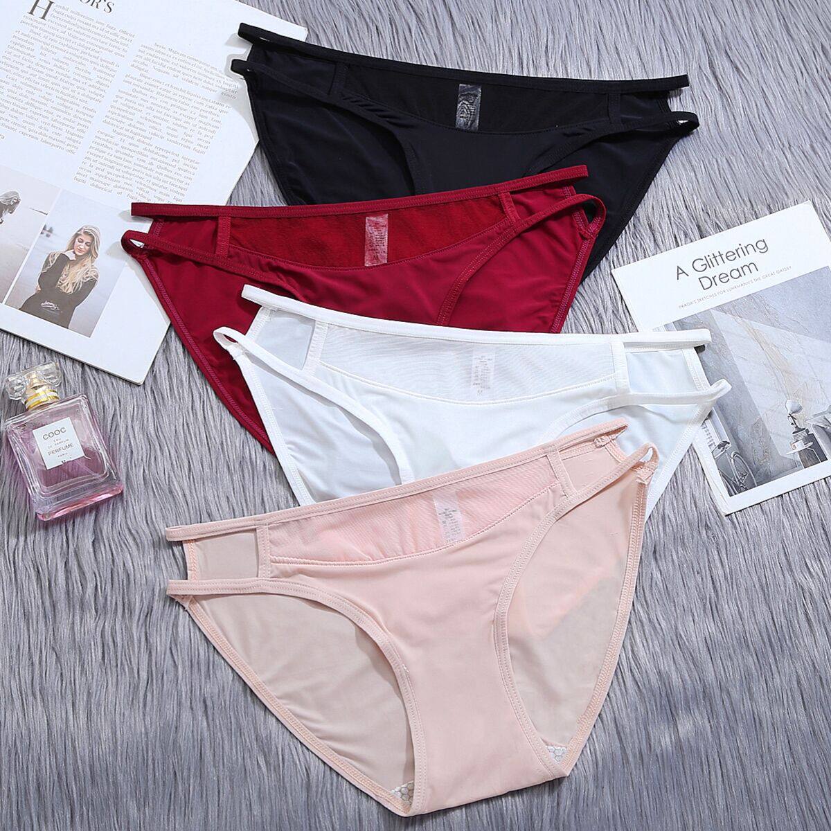 性感内裤女纯棉档冰丝少女低腰镂空火辣蕾丝网纱女士无痕三角裤