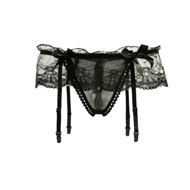 橘味性感蕾丝吊带丝袜情调情趣诱惑黑色开裆中筒袜