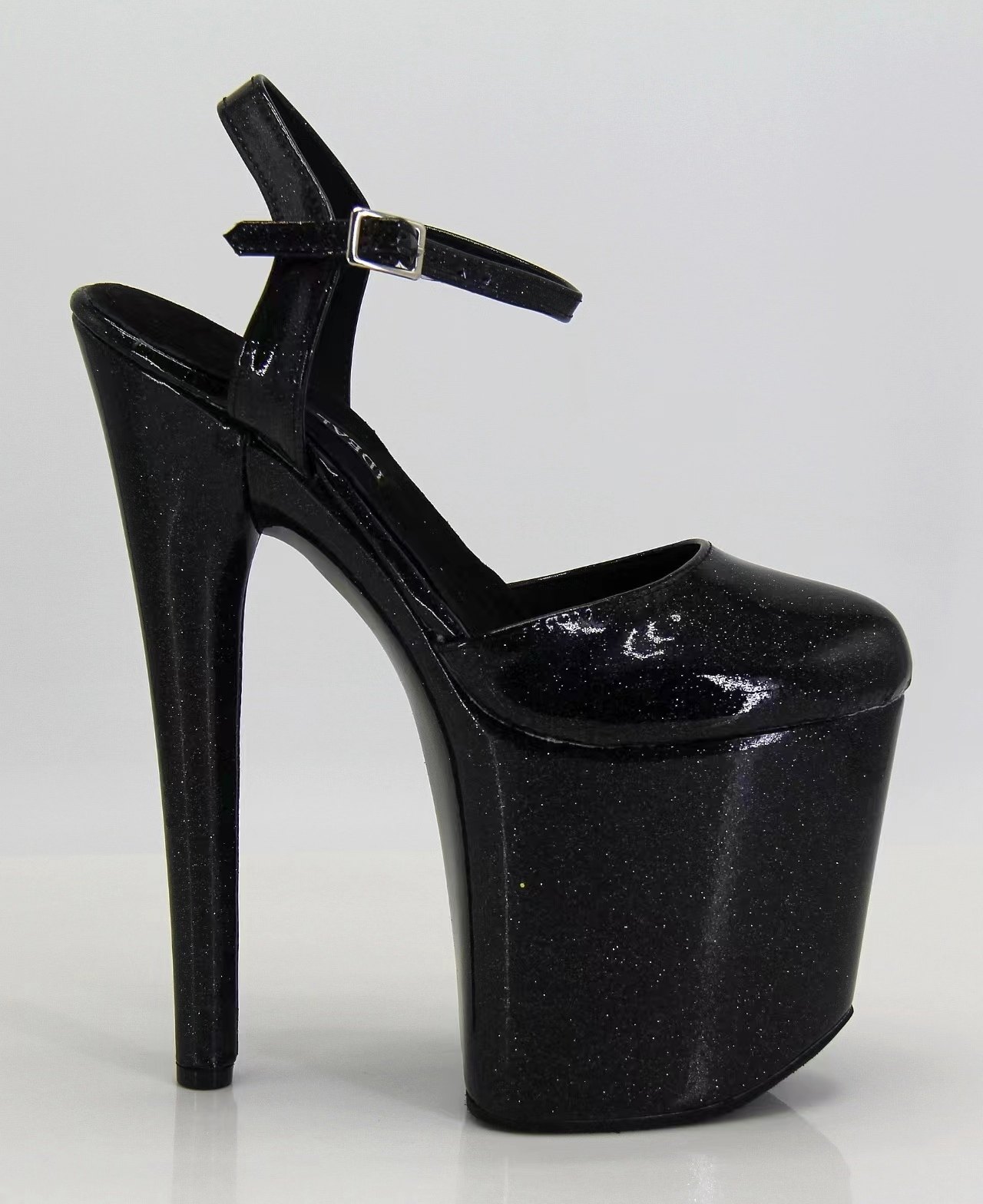 idealma新款模特走秀20cm高跟鞋珠光紫色包头时装凉鞋