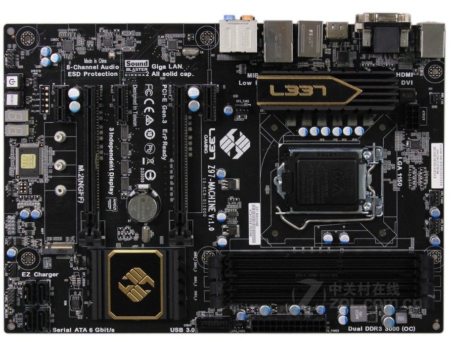 精英z97-machinev1.0主板1150针z97豪华华大超频ngff主板