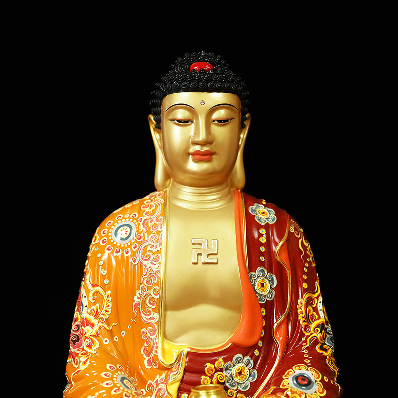 佛像台湾珐琅镶金释迦牟尼纯铜阿弥陀佛三宝药师佛祖摆件