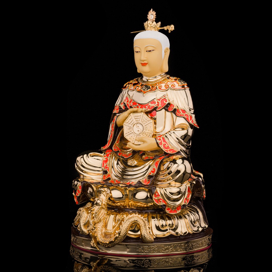 送福阁鎏金纯铜黎山老母神像家用桌面供奉骊山摆件