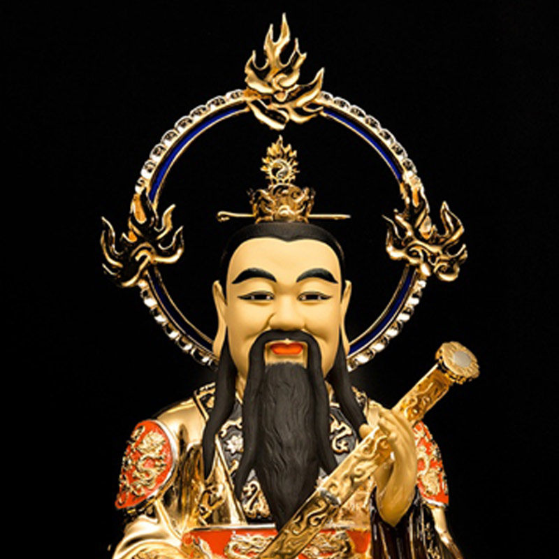 台湾全铜鎏金灵宝天尊通天教主主神像上清道摆件