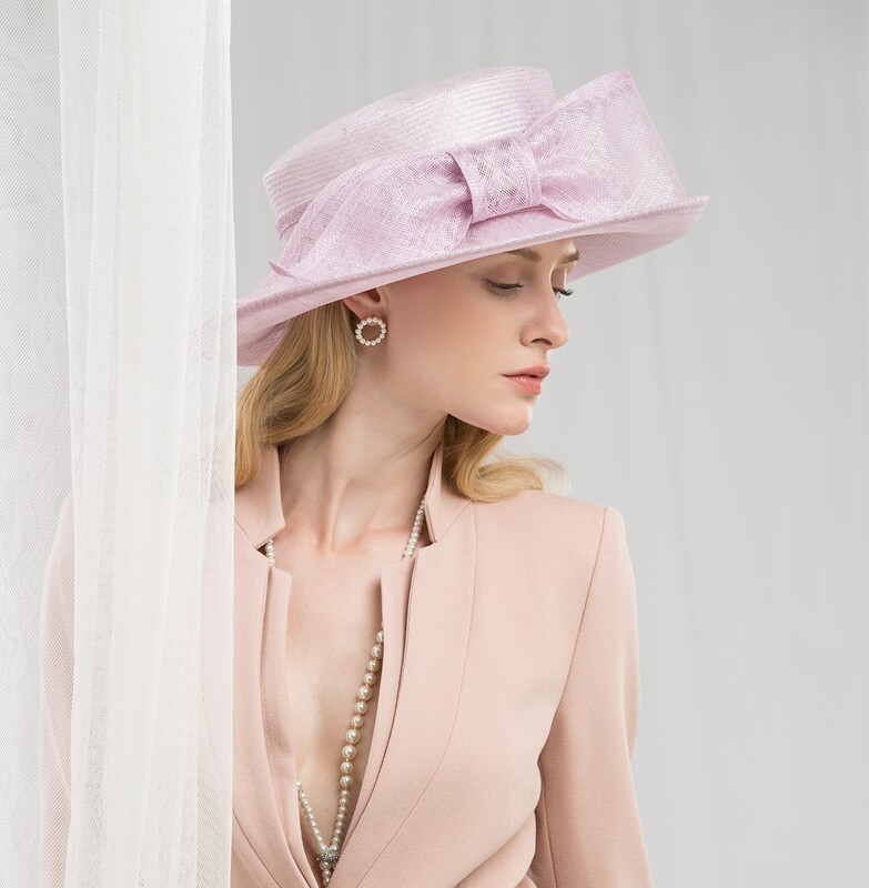ee早春新款英式大檐卷麻纱礼帽搭配正装礼服帽子