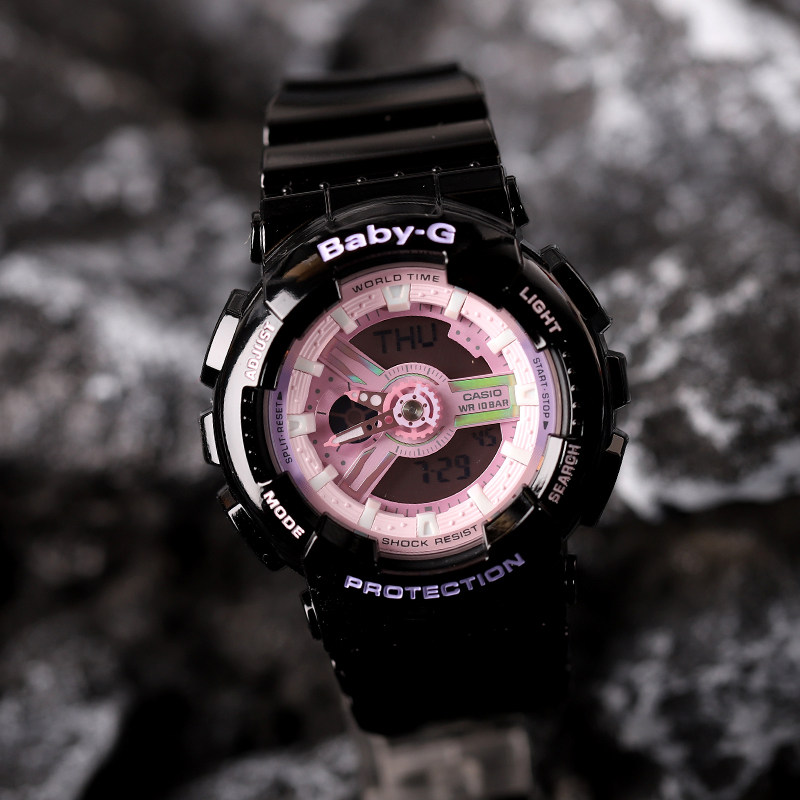 卡西欧七彩变色半透明baby-g运动防水电子表ba-110pl-1a7a1日韩腕表