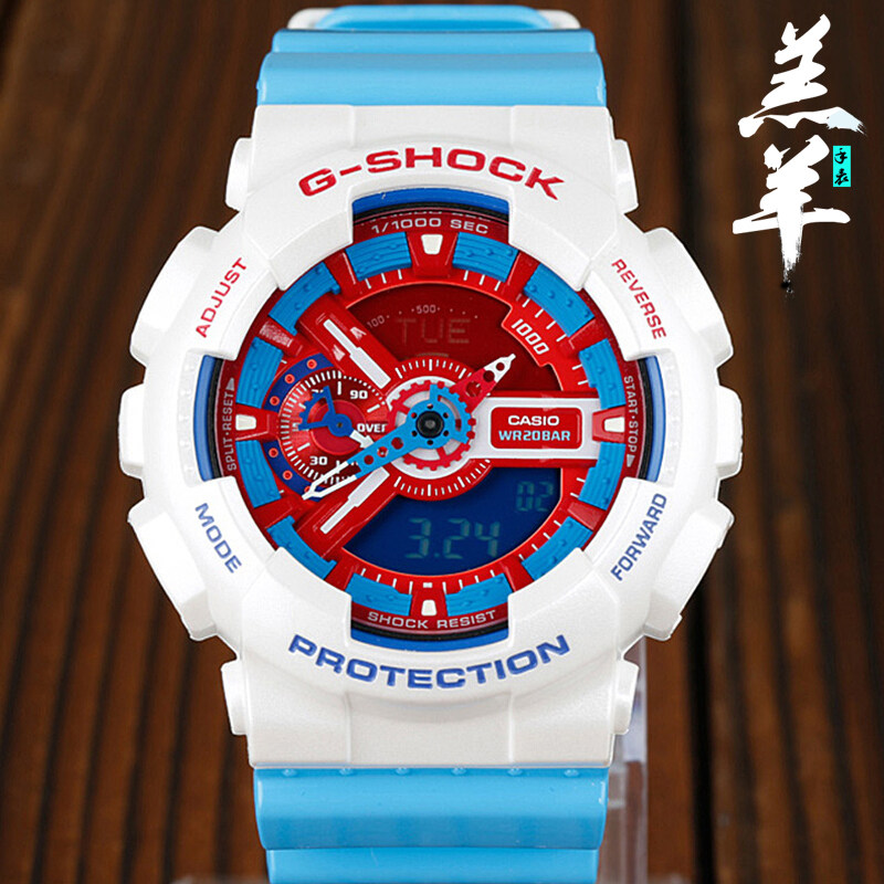 shock手表男 美国队长运动双显防水ga-110ac-7a 110hc gb